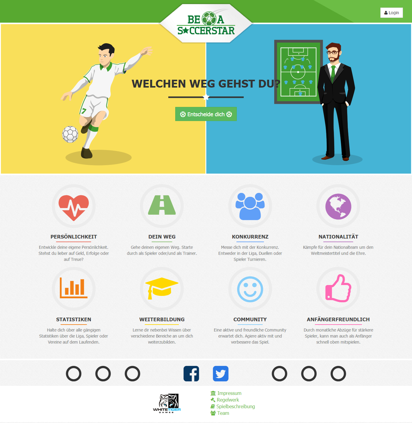 Eigenprojekt - Screenshot 1 von „Be a Soccerstar - Online Browsergame“